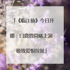 《临江仙》今日开播：白鹿曾舜晞上演极致爱恨拉扯