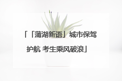 「蒲湖新语」城市保驾护航 考生乘风破浪