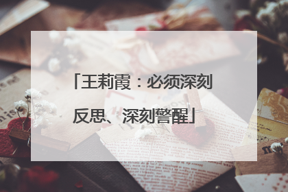 王莉霞：必须深刻反思、深刻警醒