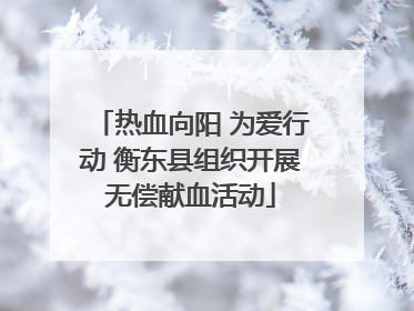 热血向阳 为爱行动 衡东县组织开展无偿献血活动