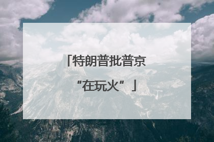 特朗普批普京“在玩火”