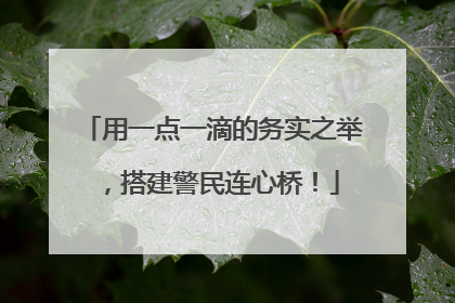 用一点一滴的务实之举，搭建警民连心桥！