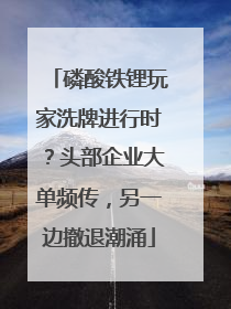 磷酸铁锂玩家洗牌进行时？头部企业大单频传，另一边撤退潮涌