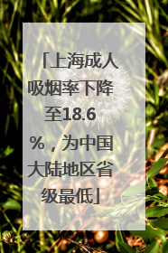 上海成人吸烟率下降至18.6%，为中国大陆地区省级最低