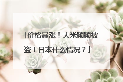 价格暴涨！大米频频被盗！日本什么情况？