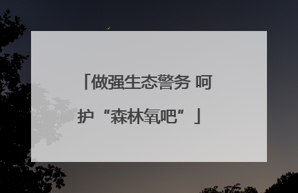 做强生态警务 呵护“森林氧吧”