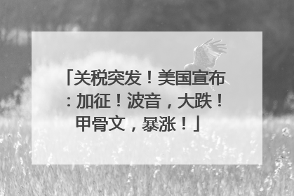 关税突发！美国宣布：加征！波音，大跌！甲骨文，暴涨！