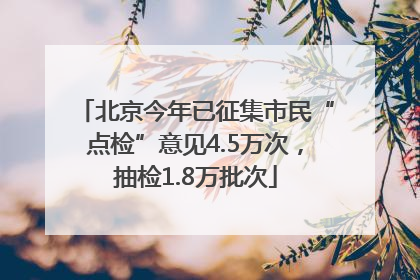 北京今年已征集市民“点检”意见4.5万次，抽检1.8万批次
