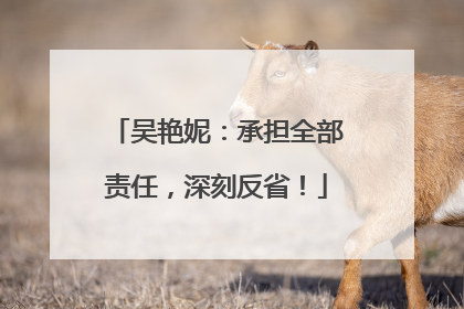 吴艳妮：承担全部责任，深刻反省！