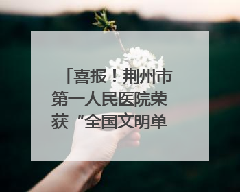 喜报！荆州市第一人民医院荣获“全国文明单位”称号