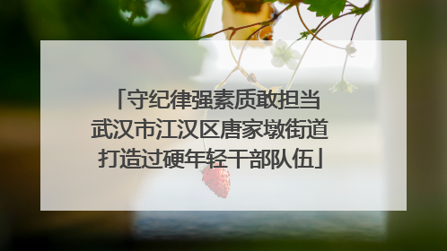 守纪律强素质敢担当 武汉市江汉区唐家墩街道打造过硬年轻干部队伍