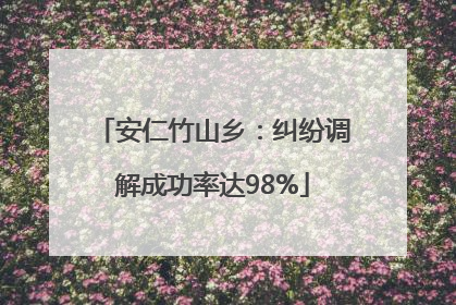安仁竹山乡：纠纷调解成功率达98%
