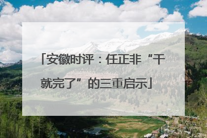 安徽时评：任正非“干就完了”的三重启示