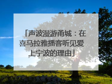 声波漫游甬城：在喜马拉雅播客听见爱上宁波的理由