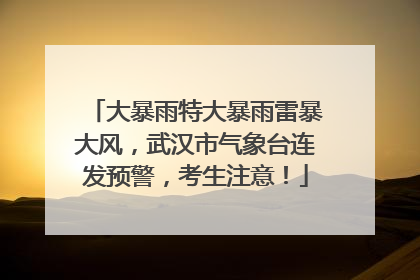 大暴雨特大暴雨雷暴大风，武汉市气象台连发预警，考生注意！