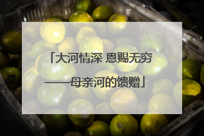 大河情深 恩赐无穷——母亲河的馈赠