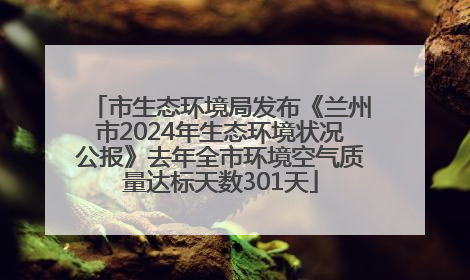 市生态环境局发布《兰州市2024年生态环境状况公报》去年全市环境空气质量达标天数301天
