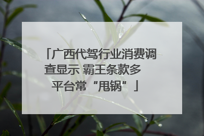广西代驾行业消费调查显示 霸王条款多 平台常“甩锅”