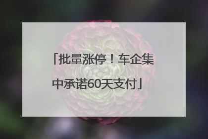 批量涨停！车企集中承诺60天支付