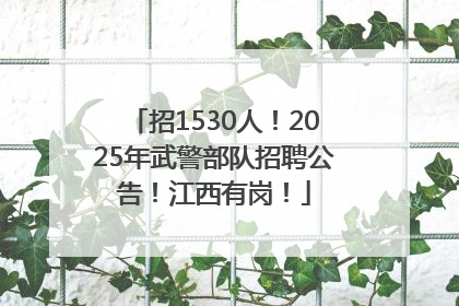 招1530人！2025年武警部队招聘公告！江西有岗！