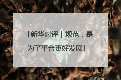 新华时评｜规范，是为了平台更好发展