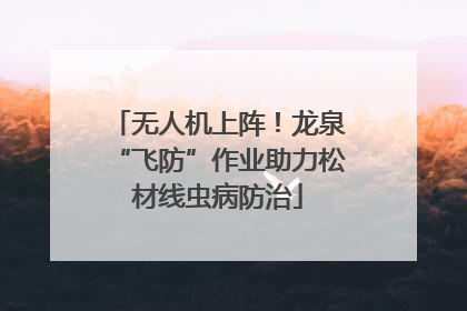 无人机上阵！龙泉“飞防”作业助力松材线虫病防治