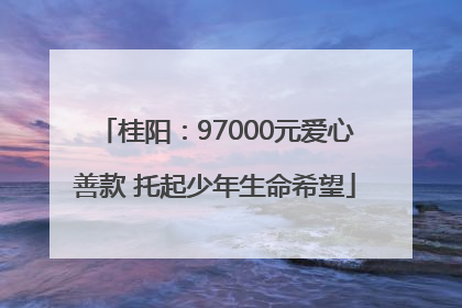 桂阳：97000元爱心善款 托起少年生命希望