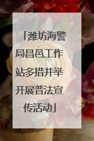 潍坊海警局昌邑工作站多措并举开展普法宣传活动