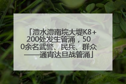 澧水澧南垸大堤K8+200处发生管涌，500余名武警、民兵、群众——通宵达旦战管涌