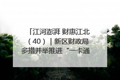 江河澎湃 财惠江北（40）｜新区财政局多措并举推进“一卡通”管理 保障惠民惠农补贴精准高效发放