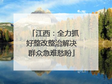 江西：全力抓好整改整治解决群众急难愁盼