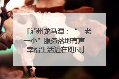 泸州龙马潭：“一老一小”服务落地有声 幸福生活近在咫尺