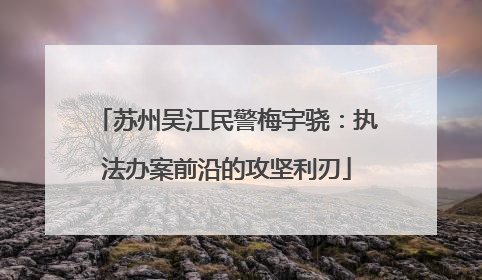 苏州吴江民警梅宇骁：执法办案前沿的攻坚利刃
