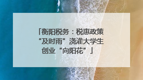 衡阳税务：税惠政策“及时雨”浇灌大学生创业“向阳花”