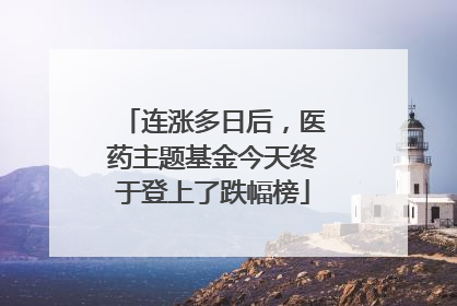 连涨多日后，医药主题基金今天终于登上了跌幅榜