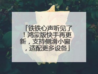 铁铁心声听见了！鸿蒙版快手再更新，支持侧滑小窗，适配更多设备