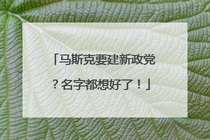 马斯克要建新政党？名字都想好了！