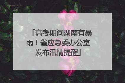 高考期间湖南有暴雨！省应急委办公室发布汛情提醒