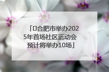 ﻿合肥市举办2025年首场社区运动会 预计将举办10场