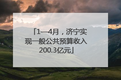 1—4月，济宁实现一般公共预算收入200.3亿元