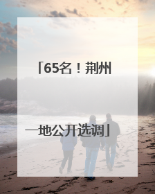 65名！荆州一地公开选调